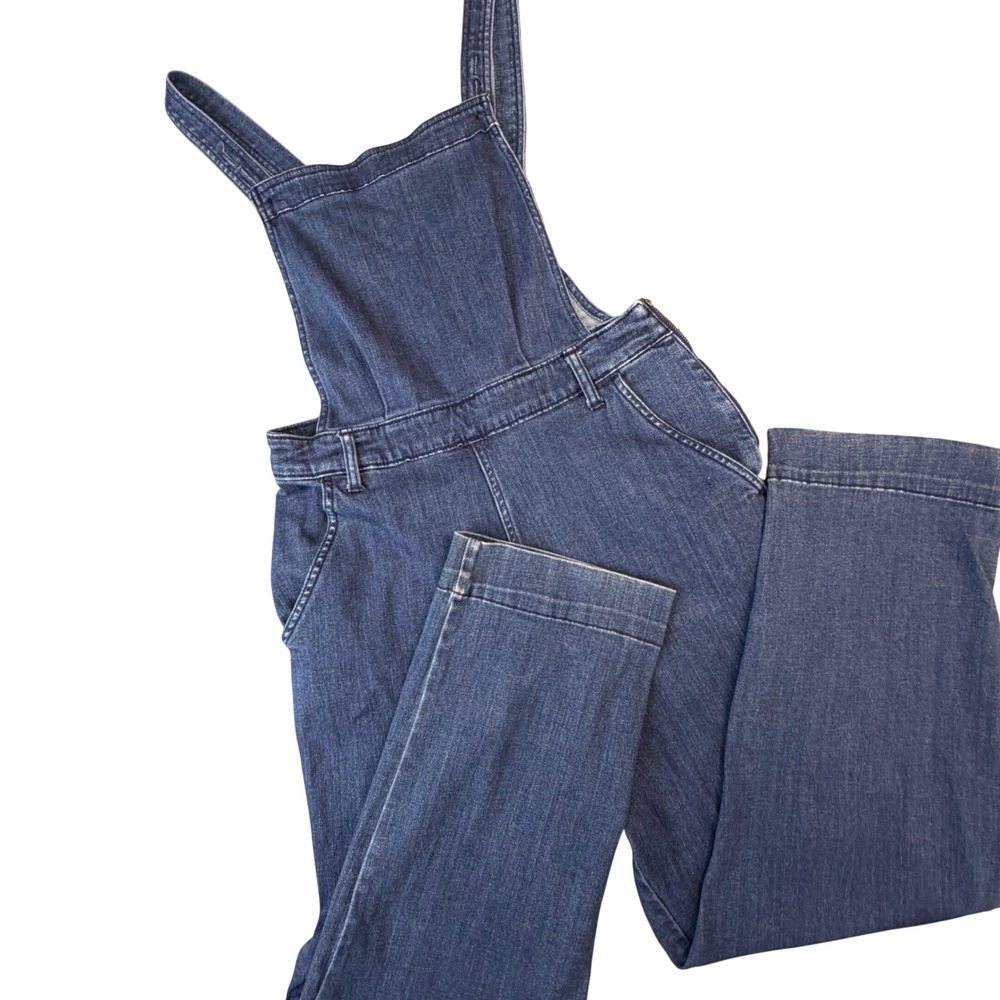Universal Thread Mens Dark Wash Wide Leg Denim Overalls Side Zip Stretch Blue